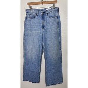 Rag & Bone Jeans Womens Lori Mid Rise Crop Wide Leg Light Wash Size 28